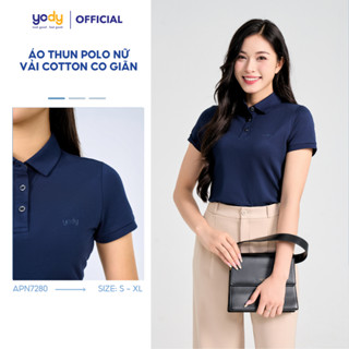 Áo phông có cổ YODY nữ tay ngắn vải cotton mắt chim cổ bẻ phông thoáng mát mềm mịn APN7280