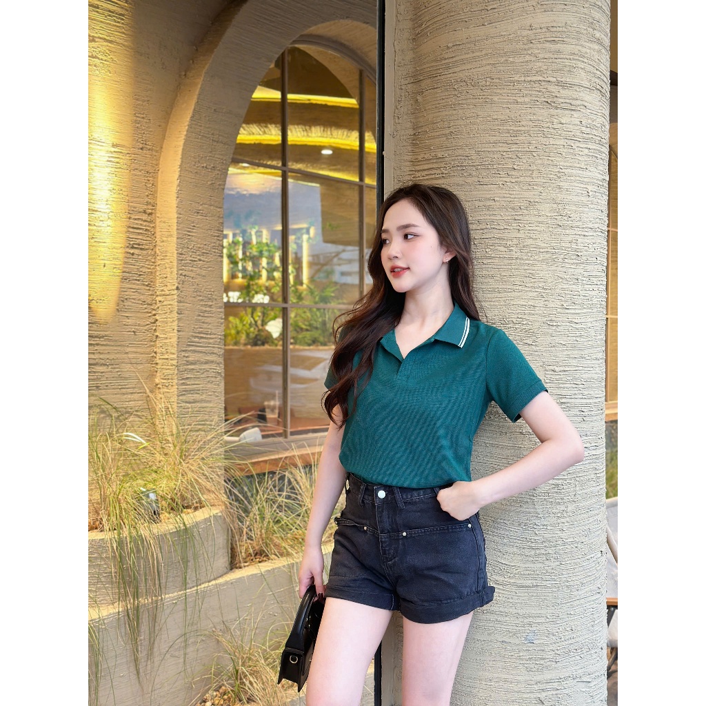 Áo thun polo nữ cổ áo 1 màu basicc ,sang trọng ,dễ phối đồ phù hợp du lịch ,công sở , picnic đủ size tới 85kg ( M11) Ver | BigBuy360 - bigbuy360.vn