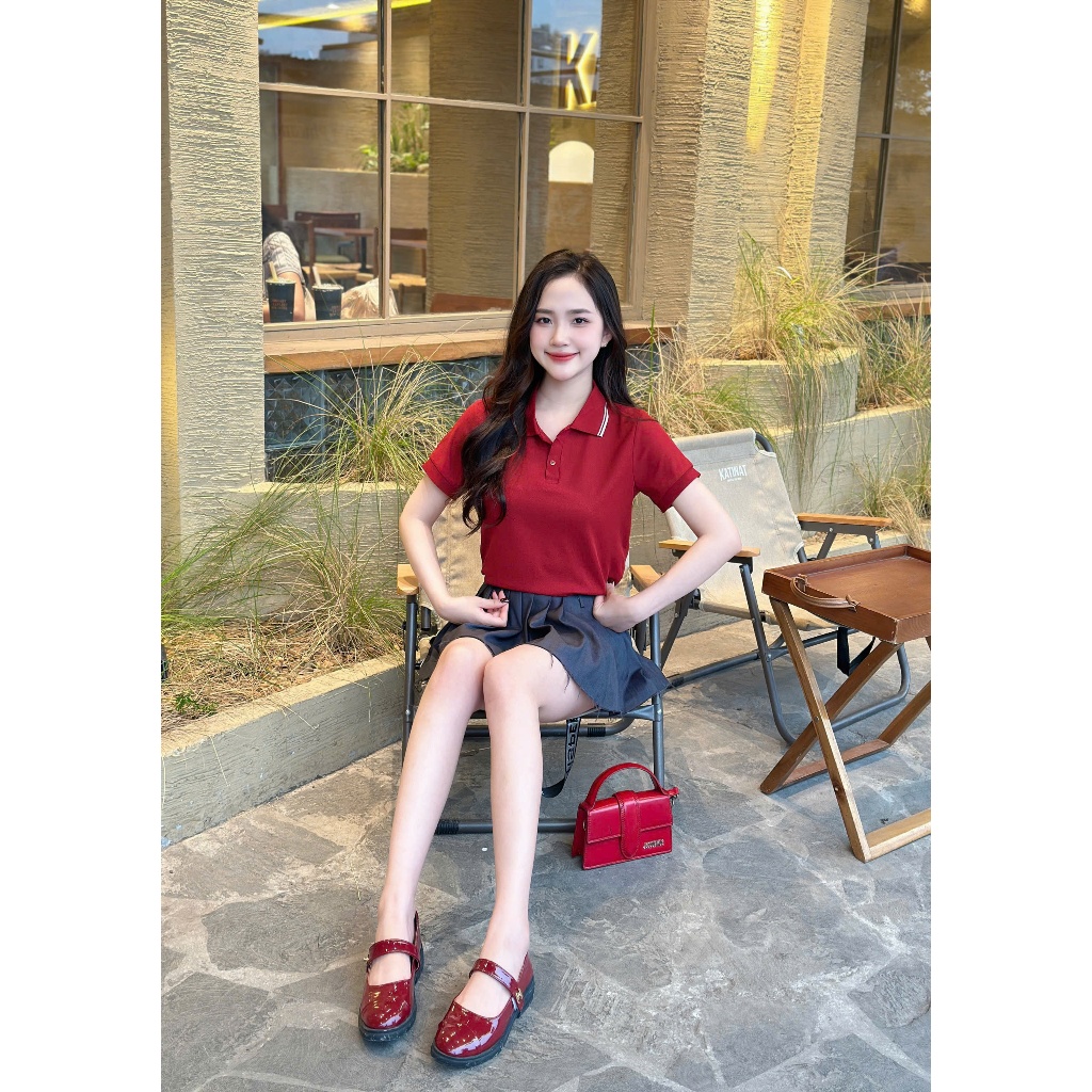 Áo thun polo nữ cổ áo 1 màu basicc ,sang trọng ,dễ phối đồ phù hợp du lịch ,công sở , picnic đủ size tới 85kg ( M11) Ver | BigBuy360 - bigbuy360.vn