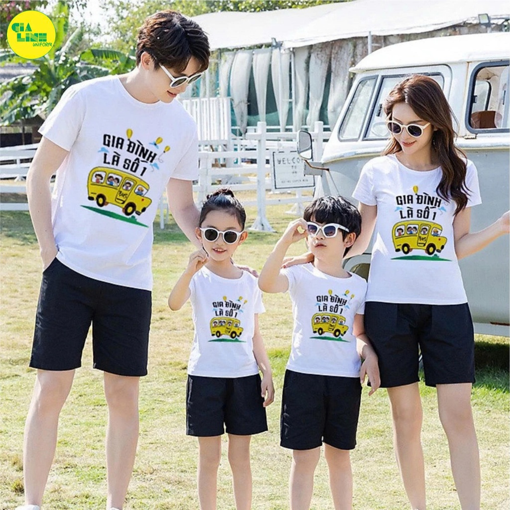 bộ gia đình (áo+quần) mầu GIA ĐÌNH LÀ SỐ 1 chất cotton mềm mịn đủ size từ 6-90kg