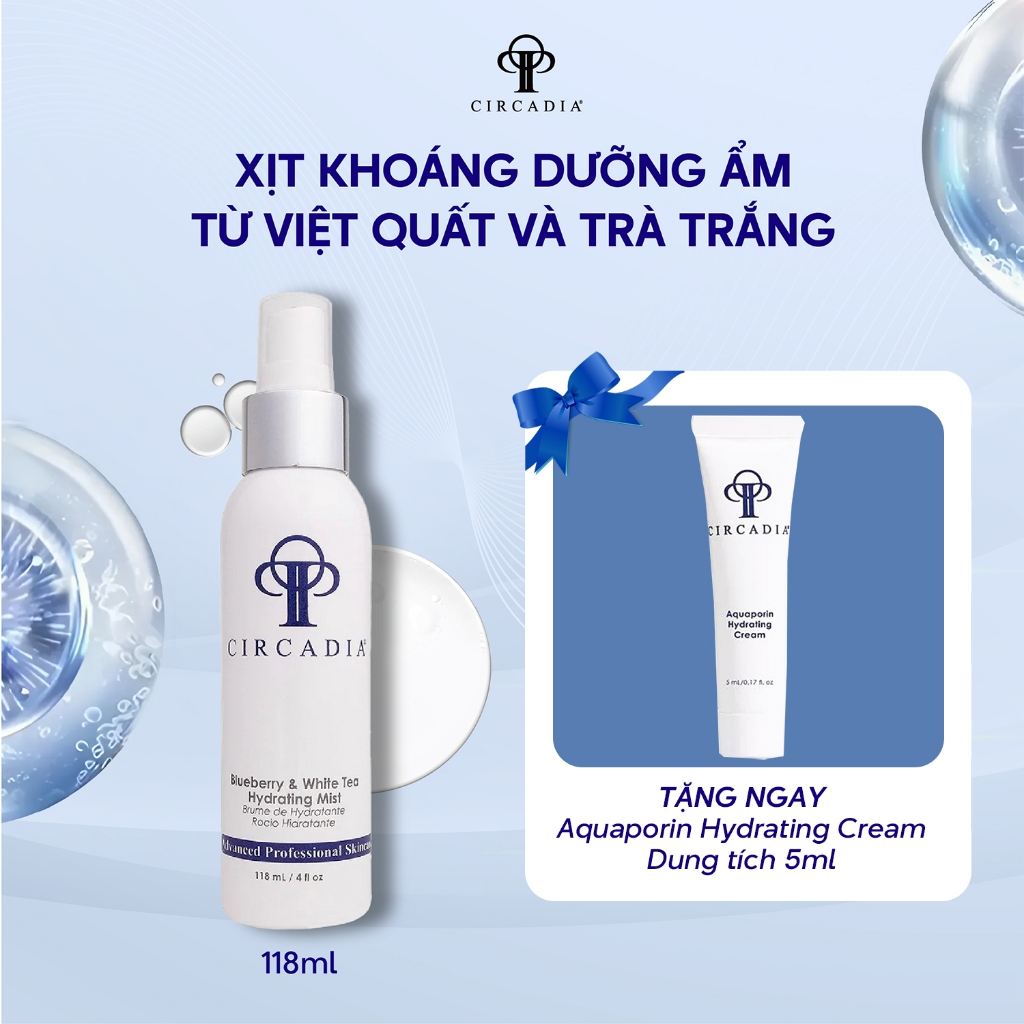 [Circadia] Xịt khoáng dưỡng ẩm Blueberry & White Tea Hydrating Mist từ việt quất và trà trắng 118ml