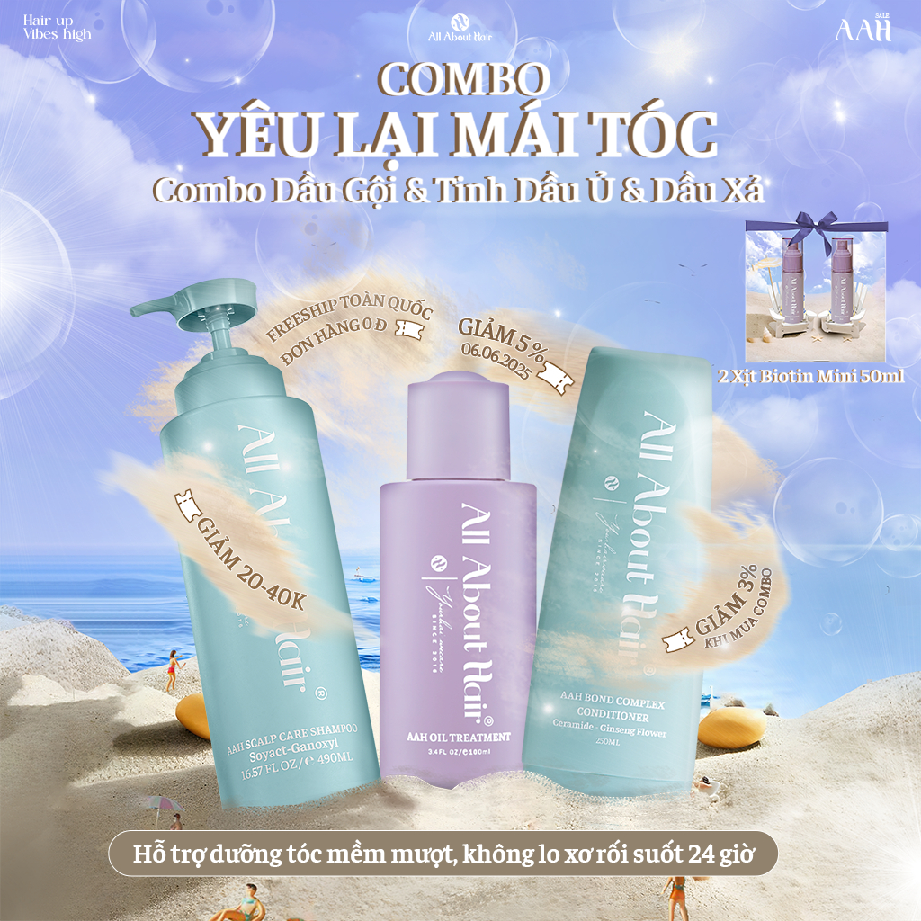 COMBO 3SP All About Hair Gội Ủ Xả giúp phục hồi hư tổn nặng, dưỡng ẩm cho tóc của bạn chắc khoẻ