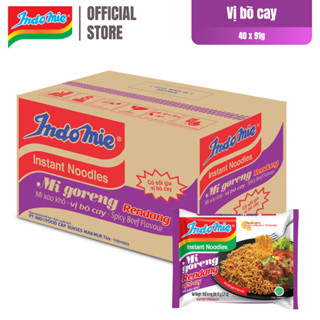 Mì Trộn Indomie Vị Bò Cay 91g x Thùng 40 Gói