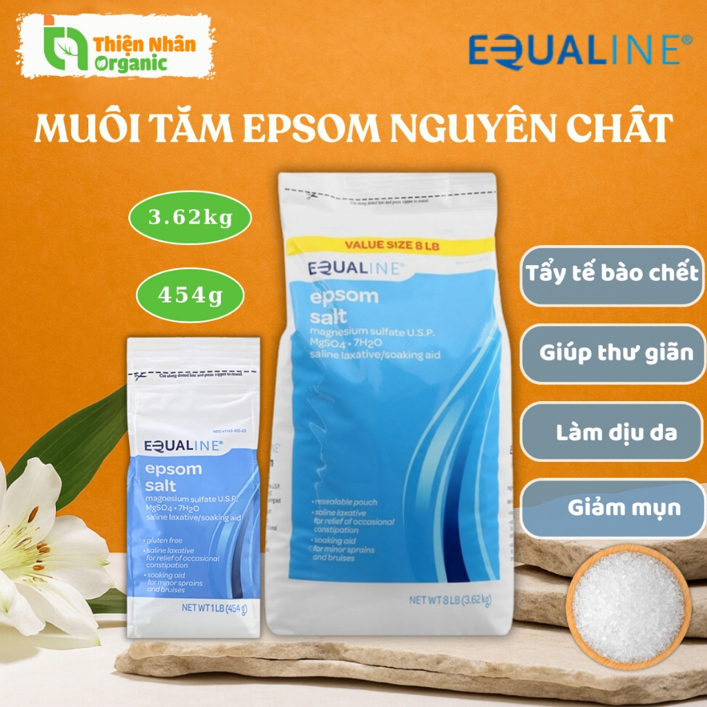 Muối tắm Epsom salt nguyên chất Equaline tẩy tế bào chết 454g - 3.62kg