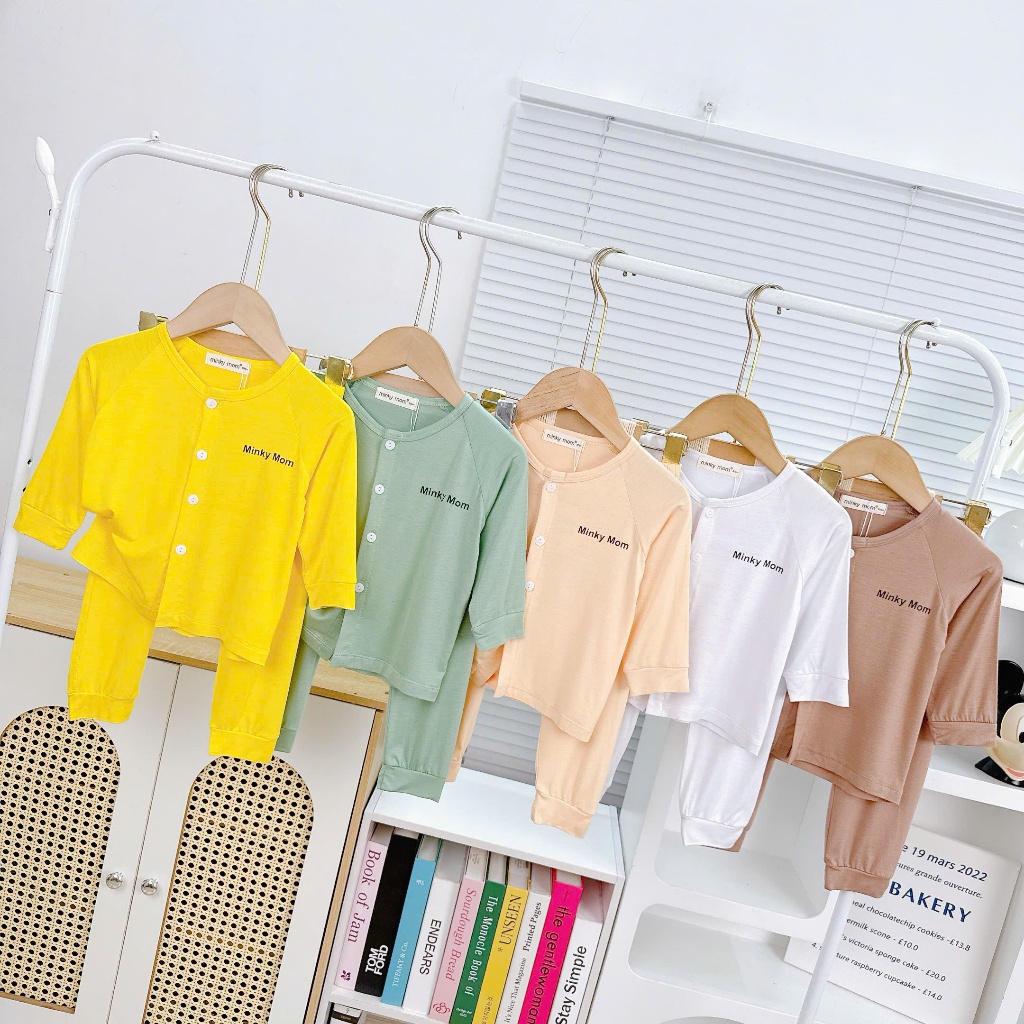  Bộ sơ sinh THUN LẠNH MINKY MOM Quần Đắp Đũng Nút Cài Giữa SS-IN001 