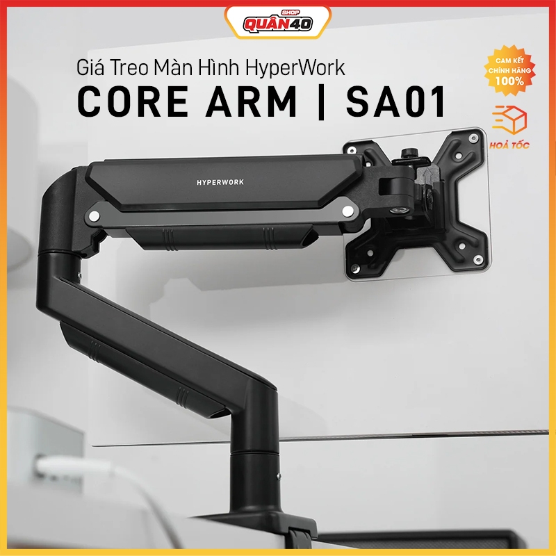Giá Treo Màn Hình HyperWork Core Arm SA01 | Vesa 75x75, 100x100 | Treo Màn 22 - 32inch (Mẫu Mới) - H