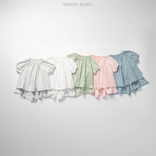 Set babydoll cotton tay phồng xinh xắn cho bé gái Mimo Baby QA286