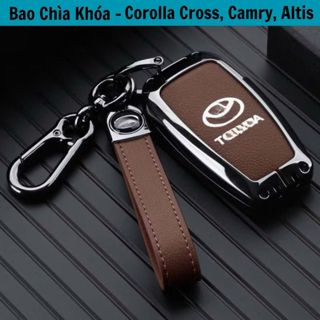 Ốp Chìa Khóa Corolla Cross, Corolla Altis, Camry - Bọc chìa khóa Smartkey Hợp Kim Phối Da Cao Cấp