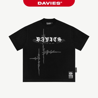 Áo thun hiphop đường phố nam nữ DAVIES in họa tiết chữ cách điệu form rộng tay ngắn màu đen Dark Whisper Tee | D-T32