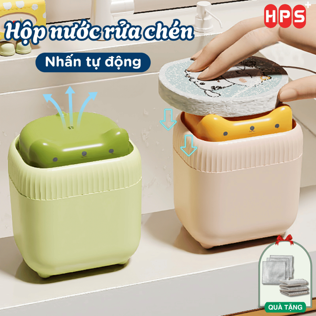 Hộp Đựng Nước Rửa Chén Bát Mèo Con Dạng Nhấn Tự Động, Bình Chiết Nước Rửa Tay HPS Thông Minh