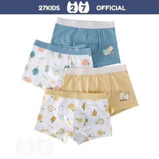 Set 4 quần lót boxer bé trai 27KIDS thun kháng khuẩn thoáng khí BSUW3