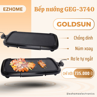 Bếp Nướng Điện Goldsun GEG3740 Công Suất 2000W Khay Nướng Nhôm Đúc Chống Dính Nướng Thịt Rau Hải Sản Có Khay Hứng Dầu