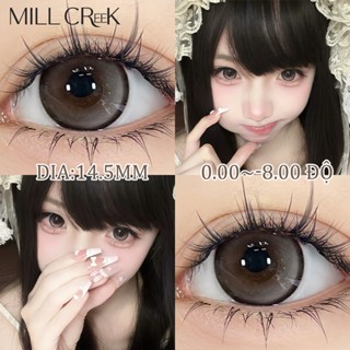 【1 Cặp&COD  kính áp tròng millcreek milk tea nâu 14.5mm mắt lớn lens cận thị 0-8 độ douyinlens
