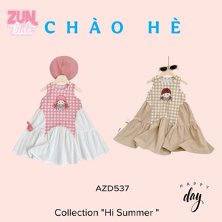 Váy bé gái AZD537 thun búp bê bím tóc – Đầm cotton dễ thương, form suông thoải mái, mặc đi chơi ZUN kids