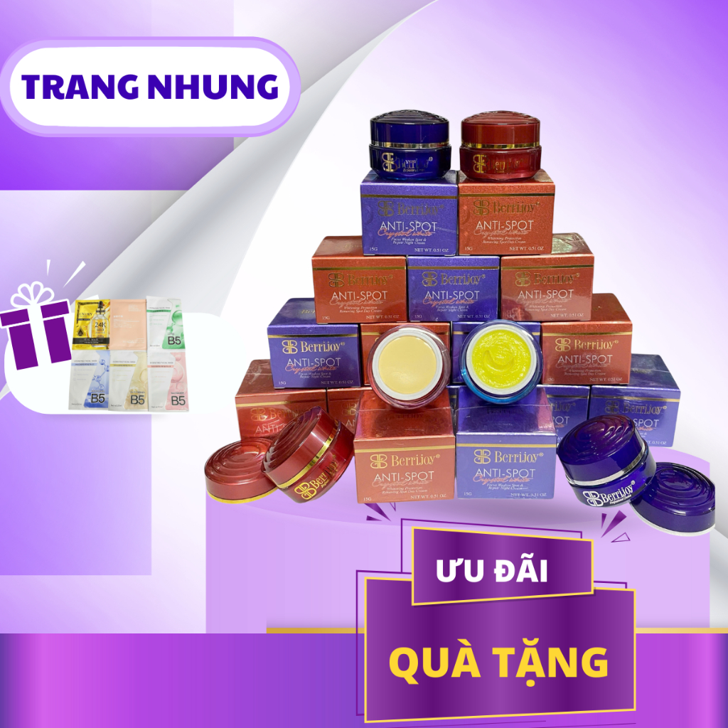 Cặp kem nám BERRIJOY Pháp trắng da mờ thâm nám [Chín hãng]