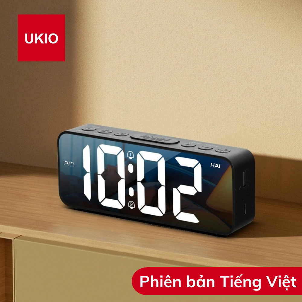Đồng hồ led để bàn báo thức UKIO màn hình LCD cao cấp đo nhiệt độ, ngày, tháng