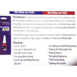 Keo khóa ren đỏ xanh chai .10ml