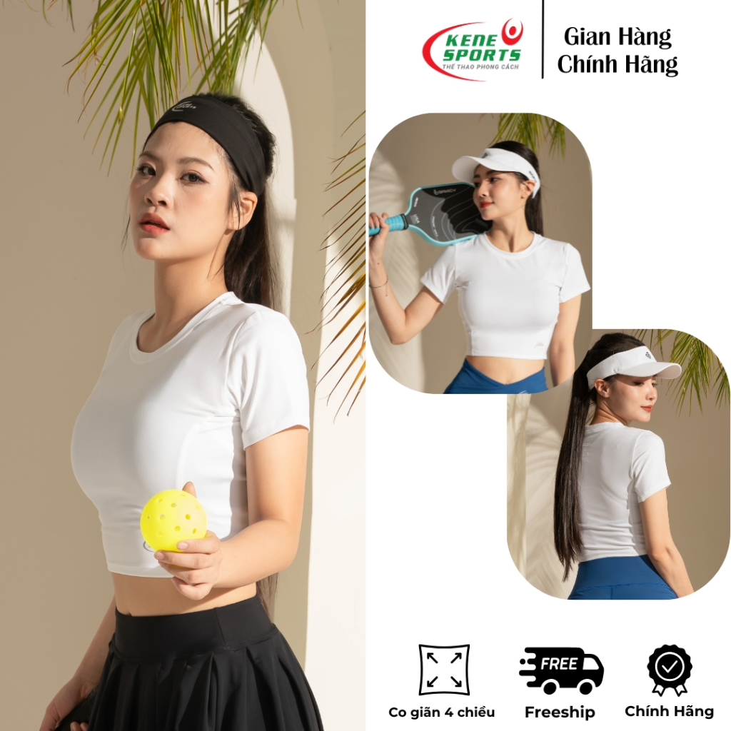Áo croptop thời trang basic chơi thể thao, Pickleball vải mềm mại co dãn thoáng khí Kene Sports