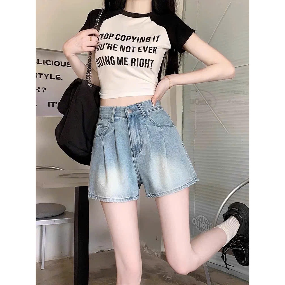 Quần short jeans nữ lưng cao, quần đùi bò nữ màu xanh nhạt/đậm phong cách basic thời trang ED11 | BigBuy360 - bigbuy360.vn