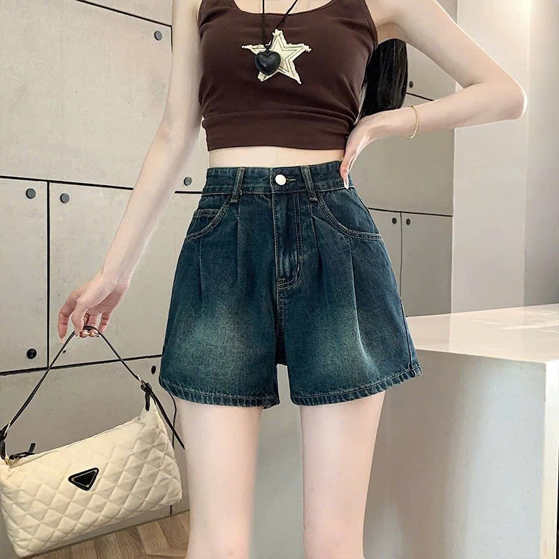 Quần short jeans nữ lưng cao, quần đùi bò nữ màu xanh nhạt/đậm phong cách basic thời trang ED11 | BigBuy360 - bigbuy360.vn