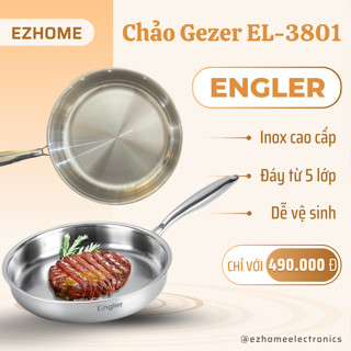 Chảo Gezer Engler EL3801 Đáy Từ 5 Lớp Inox Nguyên Khối Chống Dính Tự Nhiên Bền Đẹp Dẫn Nhiệt Nhanh Dùng Cho Mọi Loại Bếp