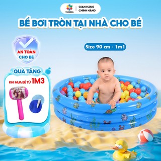  Bể bơi đa năng hình tròn chống trượt cho bé 3 tầng 90-110cm chất liệu nhựa PVC cao cấp 