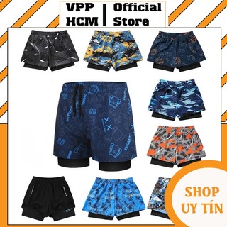 Quần bơi nam 2 lớp 928, quần bơi cao cấp dùng cho bơi lội, gym, chạy bộ, tennis, bóng rổ freesize nam dưới 80kg
