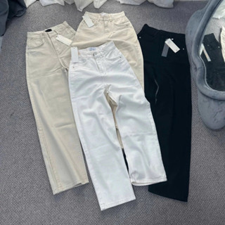  Quần Jeans Nữ THE QUAO Lưng Cao Ống Suông Viền Túi Tròn Dài  105CM  S0407_486 