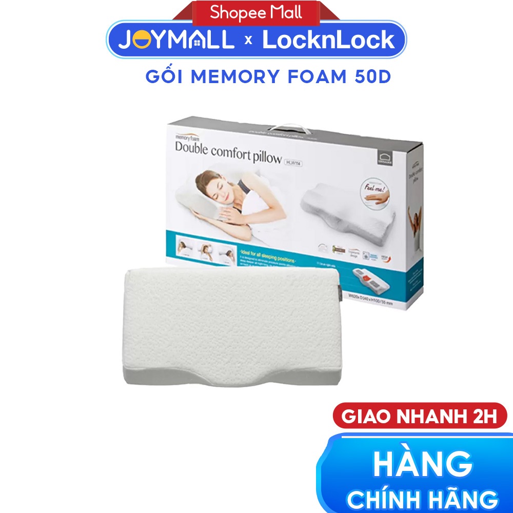Gối Memory Foam 50D LocknLock HLW114 (62 x 34 x 10 cm), Hàng chính hãng, chất liệu mút - JoyMall