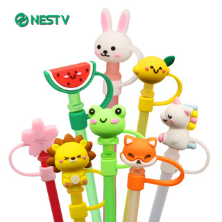 Nắp Đậy Ống Hút Silicon 3D Hoạt Hình Dễ Thương, Straw Topper Nút Đậy Ống Hút Chống Bụi Nhiều Màu