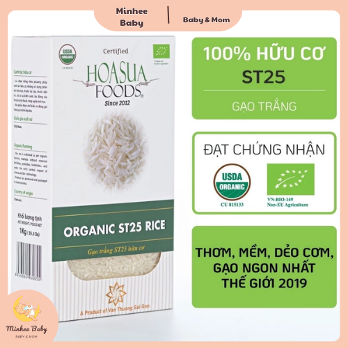 Gạo hoa sữa ST25 1kg, Gạo organic cho bé ăn dặm 1kg