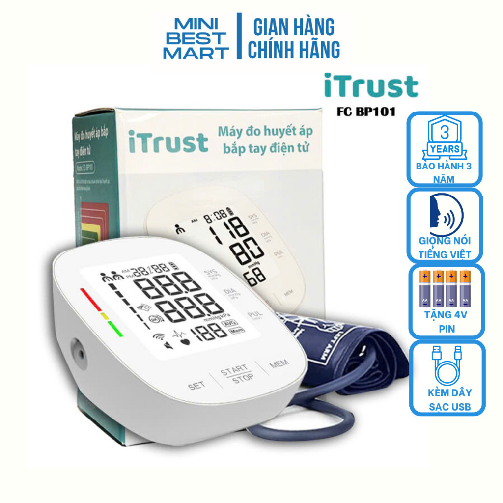 Máy đo huyết áp điện tử bắp tay iTrust BP101 giọng nói Tiếng Việt thông minh