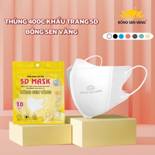 Thùng 400c Khẩu Trang 5D Bông Sen Vàng - thương hiệu uy tín - khẩu trang 3 lớp kháng khuẩn 5d mask 