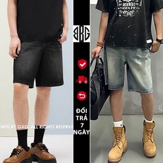 Quần Short đùi Bò Jean Nam Xanh Đen Retro Wash Co Giãn Avocado, Quần Sooc bò trơn và rách thời trang form TRÊN GỐI