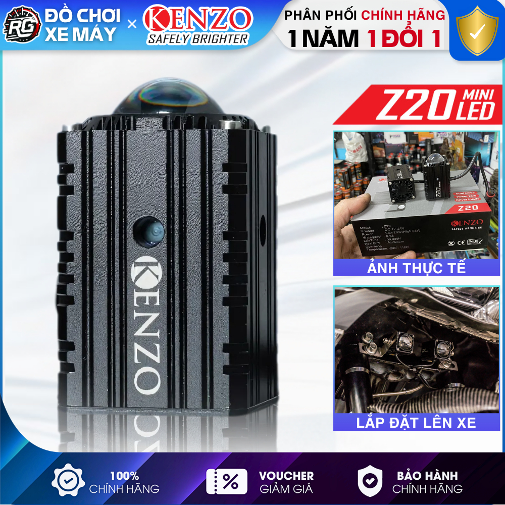 [BH 12 Tháng] Kenzo Z20 V3, Đèn Trợ Sáng Bi Cầu Mini 28W, Chống Bụi Và Nước Chuẩn IP68