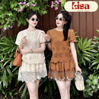 Bộ đồ nữ mùa hè mặc nhà sang chảnh NN303, Bộ ren nữ mùa hè chân váy áo chất ren Hàn cao cấp