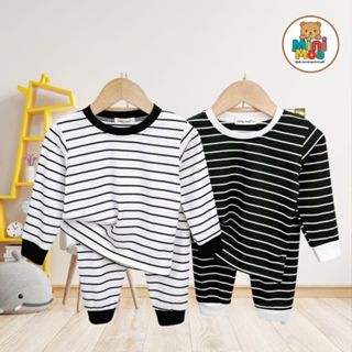  Bộ Dài Tay Bé Trai Gái Minky Mom – Vải Thun Gân Kẻ Co Giãn Mặc Ở Nhà Ngủ Máy Lạnh | TD-TR26 