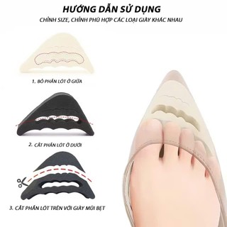 01 cặp Miếng lót mũi giày cao su non và silicon đệm êm ngón chân, giúp giảm size cho giày bị rộng - Chống tuột gót giày