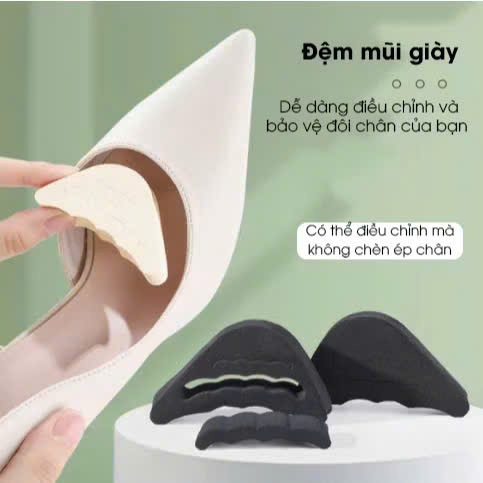 01 cặp Miếng lót mũi giày cao su non và silicon đệm êm ngón chân, giúp giảm size cho giày bị rộng - Chống tuột gót giày