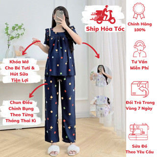 [ GIÁ MỞ BÁN ] ( 40kg - 85kg ) Đồ Bộ Bầu Và Sau Sinh, Tay Ngắn , Quần Dài , Cổ Ren ,Tole Lanh , MCN