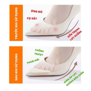 01 cặp Miếng lót mũi giày cao su non và silicon đệm êm ngón chân, giúp giảm size cho giày bị rộng - Chống tuột gót giày