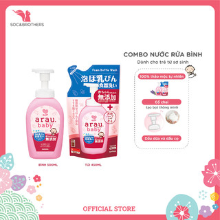 Combo nước rửa bình Arau Baby bình và túi