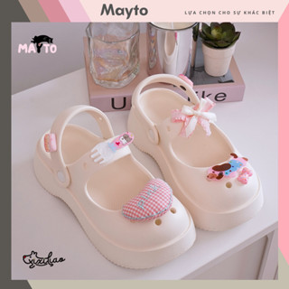 Dép nữ, dép sục Mayto đế cao 5cm kèm charm Cún tim XIXITIAO kiểu sandal quai hậu CS-177