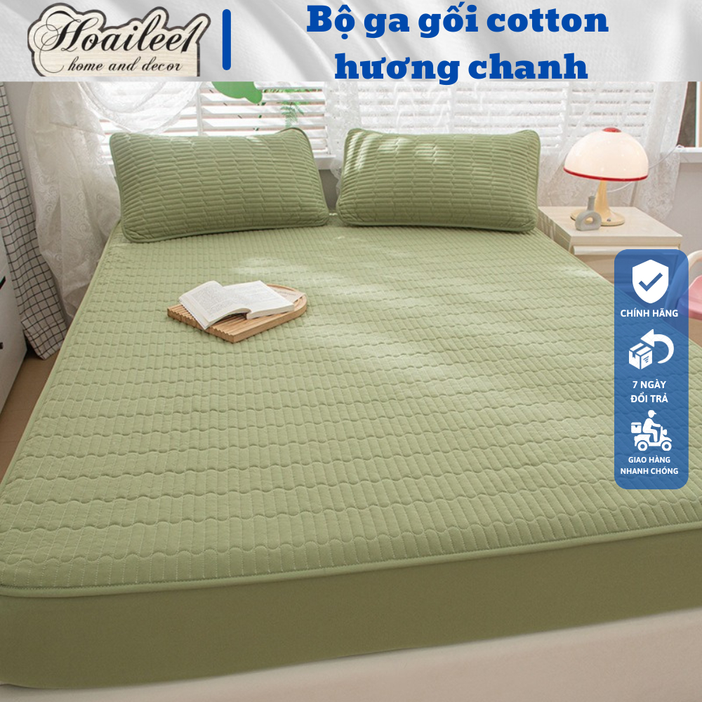 [Đệm 30CM] ga trần bông Hương Chanh ga trải giường ga chun kích thước m6 m8 2m