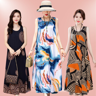 Váy đầm cho người trung niên nhiều họa tiết V18b, thời trang cho mẹ lớn tuổi trung tuổi 40 50 60 hè đẹp giá rẻ Bigsize