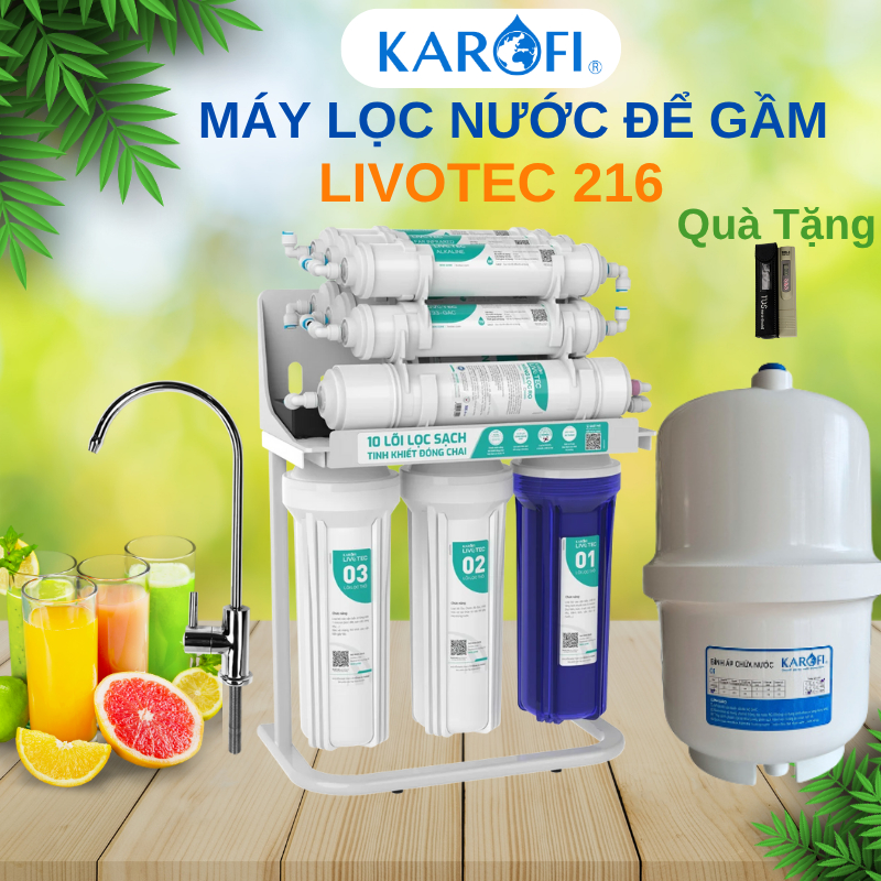 Máy Lọc Nước Để Gầm Karofi LIVOTEC LVT216, 10 Lõi Lọc Màng RO 100GPD Hàn Quốc, Hàng Chính Hãng...