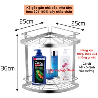 Kệ Treo Góc Tường đa năng nhà tắm, kệ để gia vị nhà bếp 1 tầng 2 tầng inox 304 cao cấp không gỉ sét