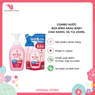 Combo nước rửa bình Arau Baby bình và túi