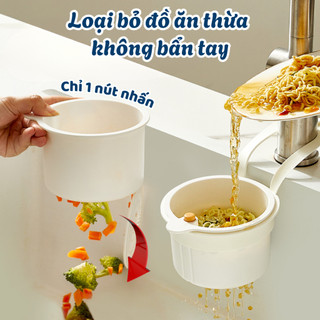   SẴN  Rổ lọc rác thức ăn thừa treo bồn rửa bát HPS có nắp nhấn tự động Giỏ đựng đồ rửa bát Rổ rửa trái cây 