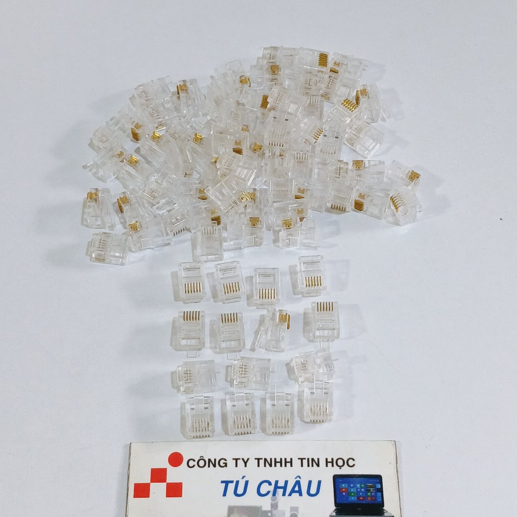 Đầu RJ12 6 line 6P6C (Chuẩn 6P6C, 6 tim, 6 Pin, Rj12 6 line): Túi 20 đầu / 30 đầu / 50 đầu / 100 đầu